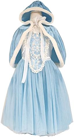 Flower Princess Girls Cape Fancy Dress Xmas Halloween Cosplay Costume Party Outfit ((120) 3-4 years, Blue)