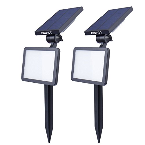 COOWOO 2x LED Solar Garten Beleuchtung IP65 Solarbetriebenes Outdoor Spotlight, Wasserdichte Spotbeleuchtung für Haus, Hinterhöfe, Garten, Rasen und Balkon