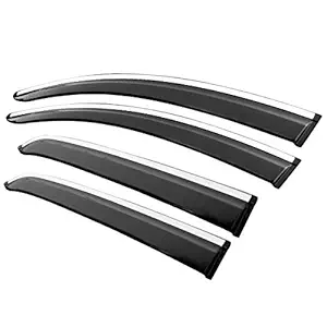 Kingsway Injection Moulded Car Rain Wind Door Visor with Stainless Steel Lining for Mahindra XUV 300 (Model Year : 2019 Onwards)