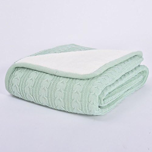FNKSCRAFT® Faux Fur Throw Blanket Decorative Throws Cotton Knitted Travel Throw Blankets (59x79in(150x200cm), Mint)