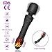 Produktbild MEROURII Heizung Magic Wand Massager, Handheld Wand Massagegerät Massagestab mit 10 Vibrationsmodi, Körpermassager für Nacken Schulter Arme und Beine Körper Fuß, Silikon, USB Wiederaufladbar, Schwarz