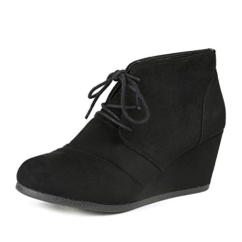 Dream Pairs Tomson Botines de Tacón Bajo Cuña para Mujer Negro 41 EU/10 US