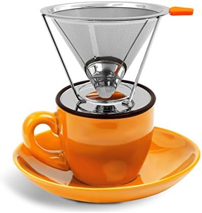 Vegbirt Pour Over Reusable Coffee Filters 4 Cups Stainless Steel Cone Dripper with Stand