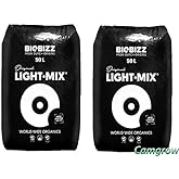 BioBizz - All-Mix, Light-Mix and Worm-Humus Organic Potting Compost (2 Pack, 50L Light Blend)