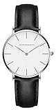 VOGUELADY Damen Uhren Analog Quarz mit Leder Armband 1230 Schwarz Silber Weiß