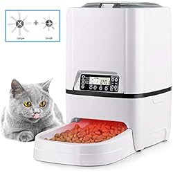 Amzdeal 6L Distributeur Croquettes Automatique pour Chats et Chiens - Distributeur de Nourriture pour Animaux Domestiques avec Enregistrement Vocal et LCD Écran, 4 Repas/ jour-Batterie et Adaptateur