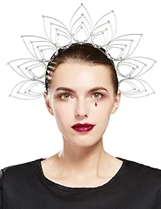 Fantherin Mary Halo Crown Headband Goddess Zip Tie Spiked Halo Crown Halloween Costume Headpiece Headdress for Cosplay Party (Silver)
