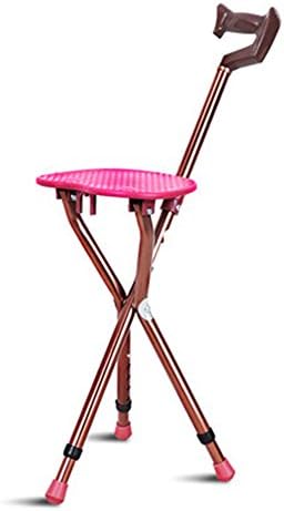 ZZHF Cane Chair Elderly Walking Stick Four-legged Stool Chakun Stool Folding Chair Bench Pink 82 * 26cm Walking Sticks