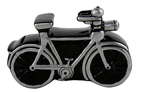 Spardose,Sparbüchse Fahrrad schwarz/silber aus Keramik