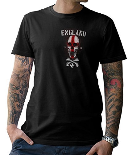 NG articlezz T-Shirt Herren England Skull Fußball -mit Front-und Rückenprint- WM 2018 Totenkopf Gr. S-5XL