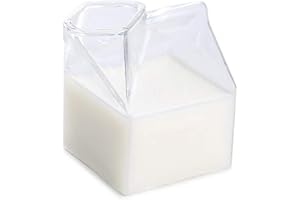 YAMOOCO Roberee Taza de Vidrio, 250 ml Taza Irregular Transparente Cartón de Leche Vaso de Café Vaso de Leche Vaso de Agua Vertedor Recipiente de Cartón Jarra para Leche, Café, Cócteles, Jugo