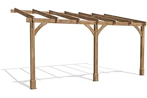 Dunster House Wooden Lean To Pergola Kit Wall Mounted 17' x 10' Heavy Duty Garden Plant Frame Leviathan