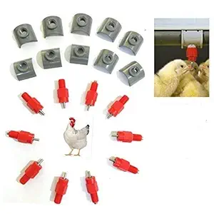 Ararat? All Direction Automatic Poultry Chicken Water Nipple Drinker with Leakproof Saddles (Pack of 10)