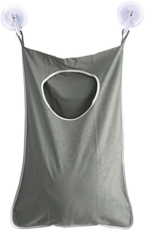 Oxford Fabric Space Saving Door-Hanging Laundry Hamper Bag + 2 Stainless Steel Hooks + 2 Strong Suction Cups for Bedroom, Nursery, Dorm or Closet (Grey)