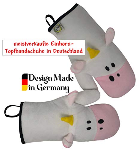 Gants de cuisine au design de licorne - 2 maniques ROSIE la licorne - Set pour adultes & enfants