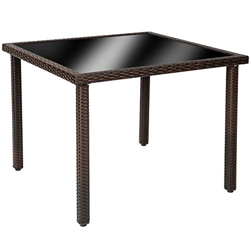 TecTake Poly Rattan Gartenmöbel Gartengarnitur Essgruppe 4+1 | mit Edelstahlschrauben - diverse Farben - (Mixed Braun | Nr. 402043)