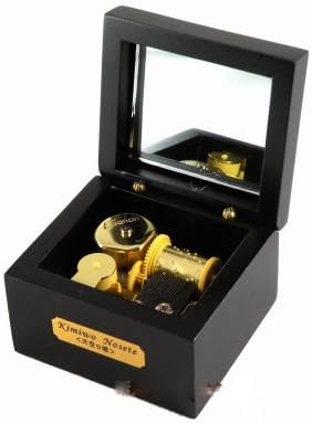 18 Note Wind-up Musical Movement Wooden Musical Box Play Swan Lake (Black)