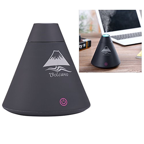 Itian 160ml USB Vulkan Mini-Luftbefeuchter, Berührungsbildschirm Schalter mit Farbe LED Leuchten Wechseln, ideal für Büro, Babyzimmer und Schlafzimmer (Schwarz)