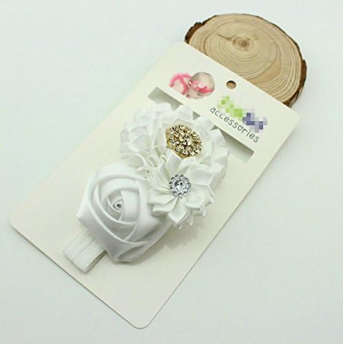 Baby's Headbands Girl's Cute Head Band Hair Bow Rose Crystal Flower,white