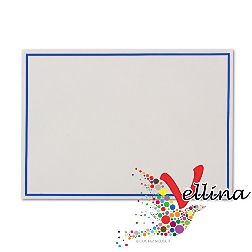Neuser Einladungskarten inklusive Briefumschläge | 25er-Set | hochwertige Postkarten in Weiß mit abgesetztem blauem Rand | exklusive Gruß-Karten & Kuverts in DIN A6 & C6 Format für besondere Anlässe - 5
