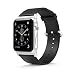Produktbild Armband für Apple Watch 42mm, ONEDAY Leichter Klassik Echtleder Apple Watch Lederarmband mit Edelstahl Metall Schließe, Lederarmband für iWatch Apple Watch, Series 3/2 / 1, Nike+, Edition, Schwarz