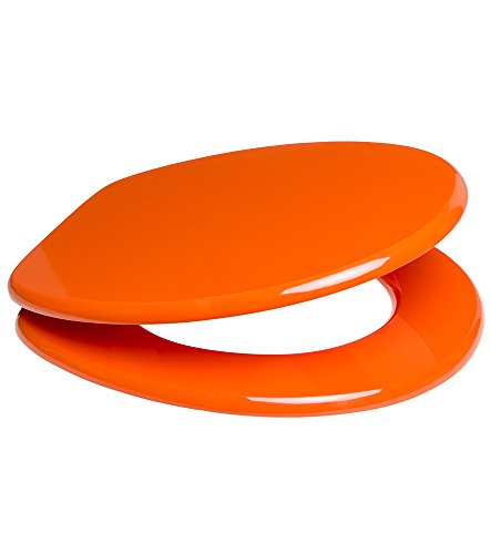 WC Sitz mit Absenkautomatik, viele einfarbige WC Sitze zur Auswahl, hochwertige und stabile Qualität aus Holz (Orange) - 5