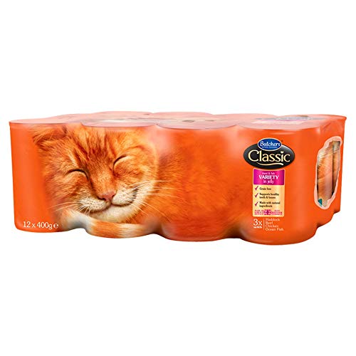 Butcher's Classic Mixed Variety Fish and Meat Chunks in Jelly Cat Food Tins, 24 x 400g