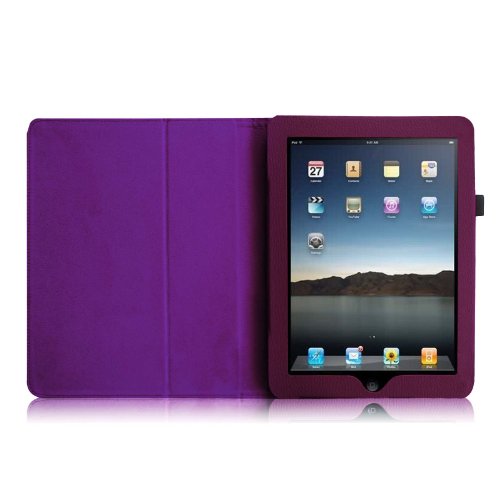 Fintie Apple iPad 1 Hülle Case Schutzhülle Etui Tasche – Folio Slim Fit Ständer Kunstleder Smart Cover mit Stylus Loop für iPad 1st Generation, Lila - 7