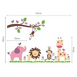 Zooyoo – Kinderzimmer Wandaufkleber Sticker Cartoon Elefant Löwe Zootiere Kunst, PVC, Mixed colour, 60wx90l - 3