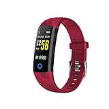 Gesundheits-Tracker, TFT-Farbbildschirm Herzfrequenz Blutdrucküberwachung Gesundheit Bluetooth-Armband Nachtlaufsport Atmen Licht Intelligentes Armband,Red