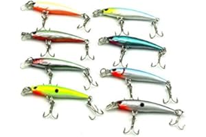 LENPABY 8 pcs/lot Plongée Peu Profonde en Plastique Dure Minnow leurres de pêche Japon Crochets Naufrage Baits Eau de mer/Eau Douce pour Saumon Truite 5cm / 1,97 "/2.1g