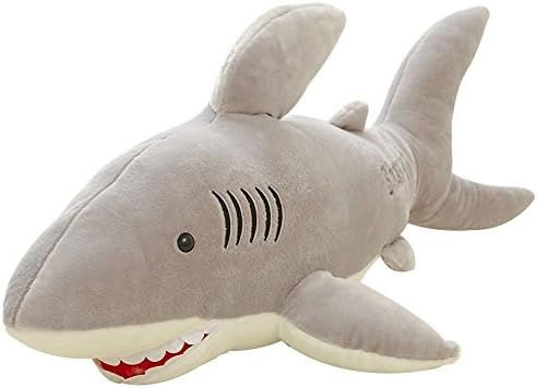 DIS Large Giant White Shark Soft Plush Stuffed Toy for Kids Ocean Sea Animal Jaws Grey Color, 80/100/120cm (100CM/39")