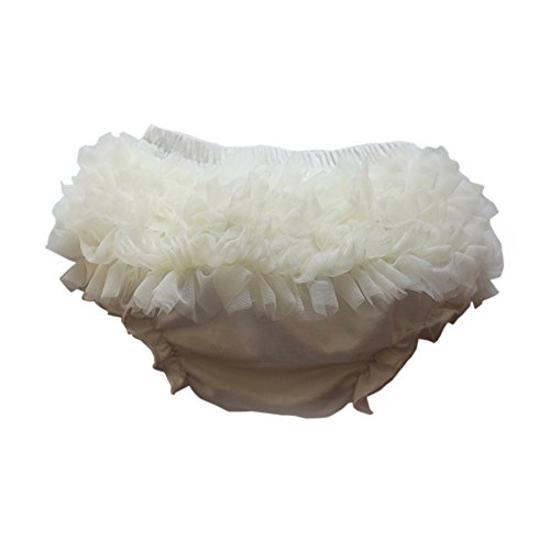 Wennikids Baby Girls Newborn Chiffon Bloomers,Diaper Cover,Ruffles Bloomers Large White