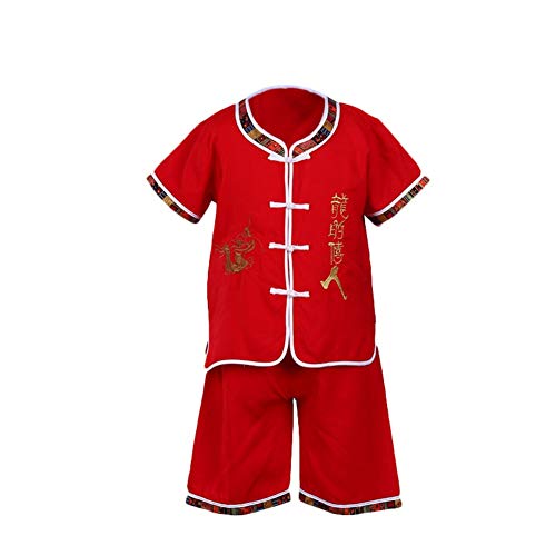 Boys Summer Clothes Set Short Sleeve Shirt + Short Pants 2Pcs Outfit Chinese Traditional Costumes Tang Suit for 1-6 Years Kids