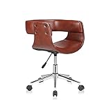 MY SIT Chaise de Bureau Siege de Bureau Tabouret Fauteuil Hauteur Réglable Similicuir Rembourré avec Rouleau Vintage Design - Francis en Brun