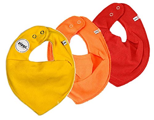 Pippi 3er Set Baby Dreieckstuch Halstuch Lätzchen GELB ORANGE ROT