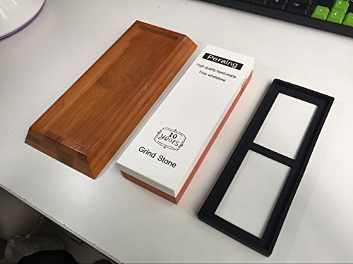 (Update) Peralng® 3000/8000 Doppelseitiger Messerschärfer Abziehstein Schleifstein Oilstone Whetstone Wetzstein Grit Kombination mit Halter aus bequem Bambus (3000/8000) - 6