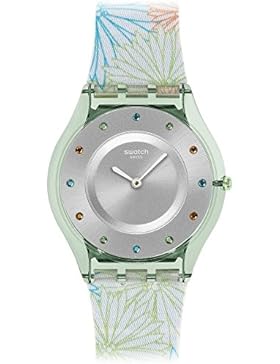 Swatch Damen-Armbanduhr Analog Quarz Leder SFG105