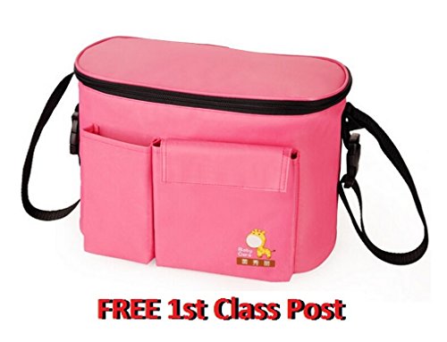 Stroller Baby Nappy Changing Bag Set Buggy Diaper Bag Multifunctional Mummy Handbag Shoulder Bag Mat (Pink)