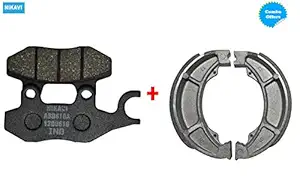 NIKAVI Front & Rear (Combo) Brake Pad + Brake Shoe Set Compatible for Suzuki Zeus (DP5+BSS14)