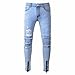 Produktbild Herren Hose Xinan Mens Ripped Slim Fit Motorrad Vintage Denim Jeans HipHop Streetwear Men Sportswear Fitness Hosen Lange Sport Hosen Gym Slim Fit Hose Running Jogger Gymnastik Hose (30, Blau)