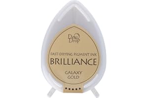Tsukineko Brilliance Dew Drop Stempelkissen Gold, Galaxy Gold - Klein - Lösemittelhaltig, Deckend, Beständig Gegen Ausbleichen - Wasserbeständig