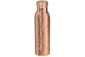 OSNICA Wasserflasche aus reinem Kupfer, perfektes ayurvedisches Kupfergefäß für Sport, Fitness, Yoga, natürliche gesundheitliche Vorteile, 600 ml, gehämmert, matt