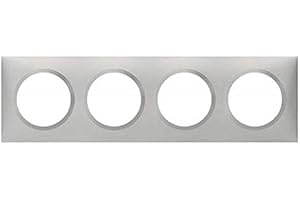 LEGRAND - Plaque dooxie Carrée - Plaque de Finition pour Prises et Interrupteurs dooxie - Fabriqué En France - 4 Postes - Aluminium Mat