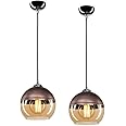 MFN Luster Doom Globe Shade Ceiling Hanging Pendant Light Lamp for Bedroom, Living Room(Metal, Glass) Pack of 2
