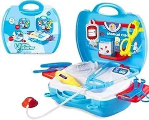 Kesari Nandan Little Medical Doctor Accessories Clinic Set (Big Size, 19 pcs) Pretend Play Toy Kit with Stethoscope and Carry Along Suitcase for Girls Boys Birthday Gift Ages Above 3 Years(DOCTOR SET BOX)
