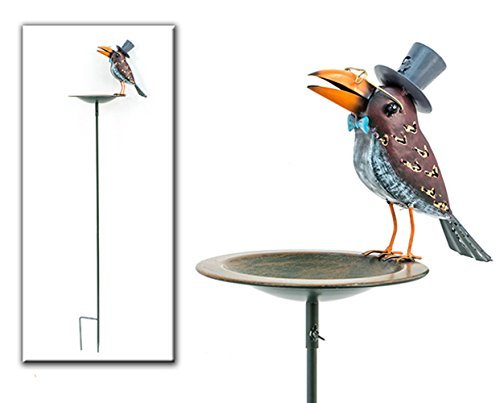 Vogeltränke Vogelbad + Stab Aufsteller Rabe - groß - Vogel Gartenstecker von Haus der Herzen ®