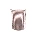 GreenForest Vintage Jute Linen Burlap Round Hanging Storage Basket-Red Strips