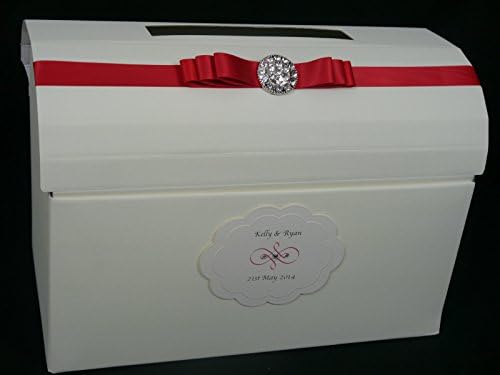 Chest Post Box, Wedding, Birthday, Anniversary, Large Diamonte Embellishment, Any Colour Ribbon