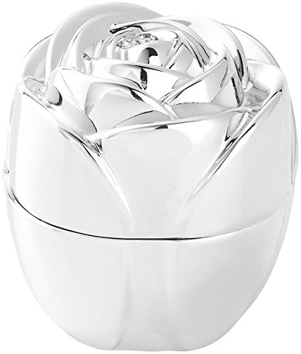 St. Leonhard Ringschatulle Versilberte Rose, mit Strass-Stein
